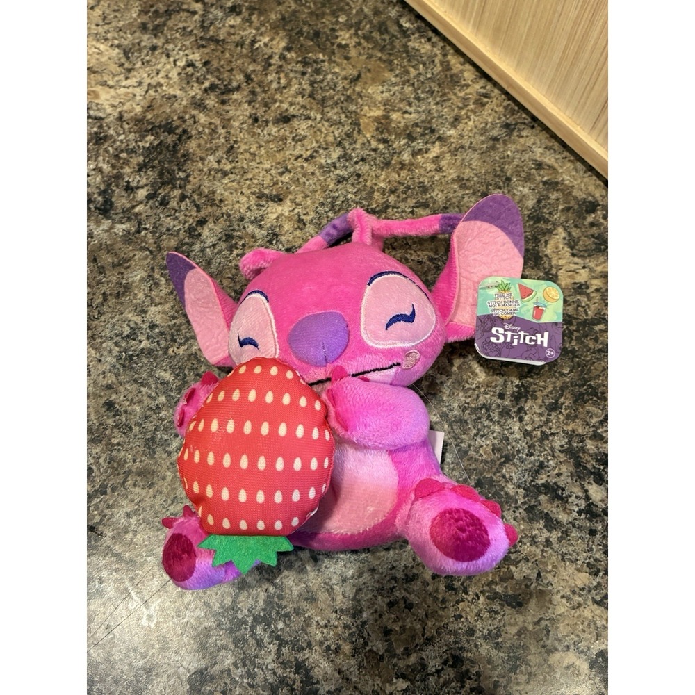Disney Lilo & Stitch Pink Angel with Strawberry Feed Me Series 6" Plush NWT
